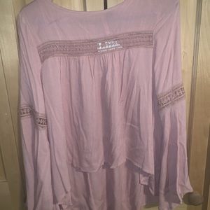 NWT light pink flowy top with crochet trim